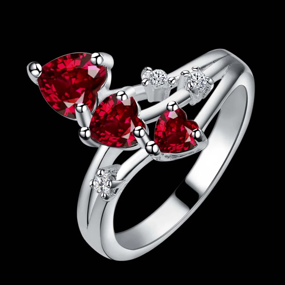 Три личности Красный Циркон Оптовая Продажа 925 ювелирные изделия посеребренное