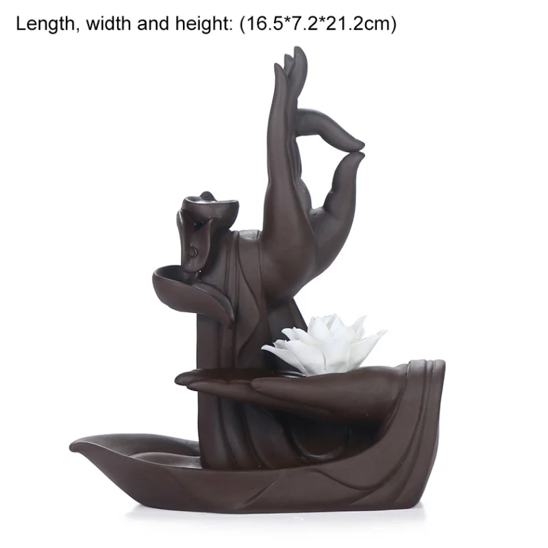 Home Furnishing Purple Sand Back Incense Burner Bergamot Lotus White Porcelain Handmade Flower Zen Aromatherapy Stove | Дом и сад