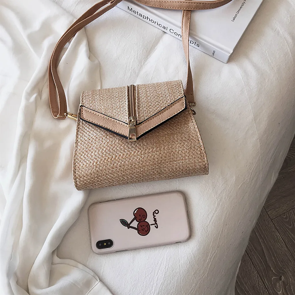 2019 Повседневная модная шикарная простая женская сумка мессенджер соломенная