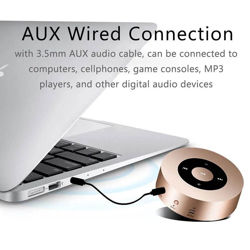 Aimitek A8 мини беспроводной Bluetooth динамик Портативный сенсорный экран стерео сабвуфер mp3-плеер с микрофоном TF слот для карт AUX-in