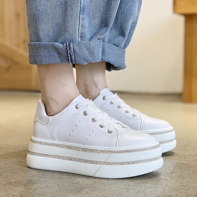 Rimocy high platform chunky sneakers women autumn winter 2019 thick bottom gold laser mix color casual shoes woman zapatos mujer | Обувь