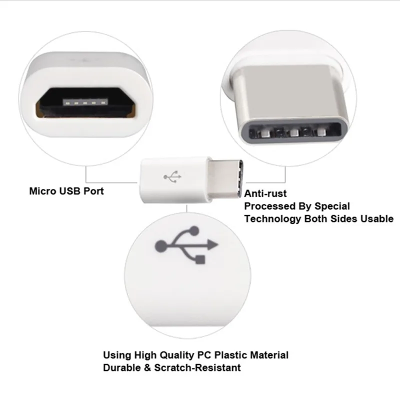 100 шт. USB кабель USB-C 3 1 type C штекер для Micro Женский type-C Кабель-адаптер мобильных