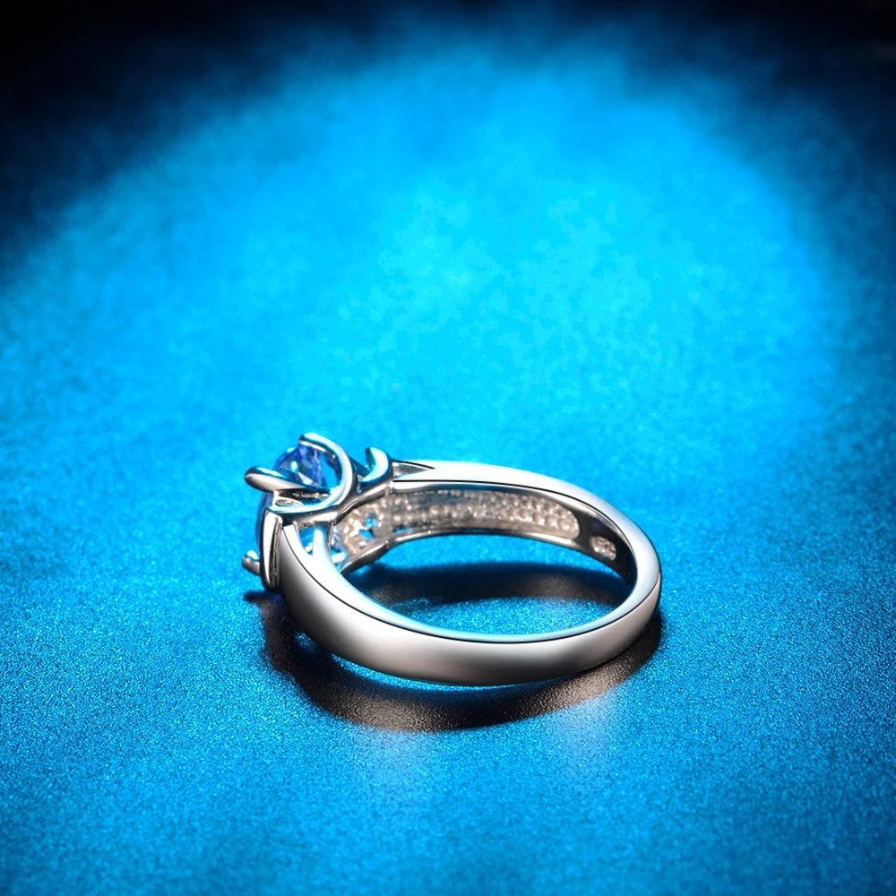 Твердые кольца из стерлингового серебра 925 пробы для женщин небесно-голубой