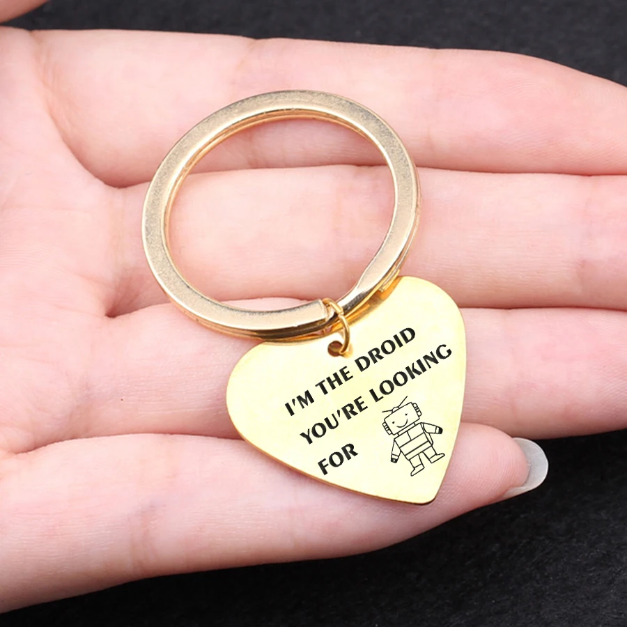 Брелок в форме сердца с ручной штамповкой Я-дроид который вы ищете забавный