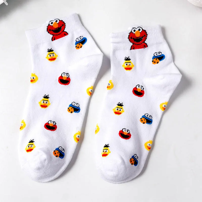 Модные Женские однотонные хлопковые короткие носки для отдыха, хлопковые носки, короткие носки с мультяшной головой, короткие носки средней длины, чулочно-носочные изделия - Цвет: 2