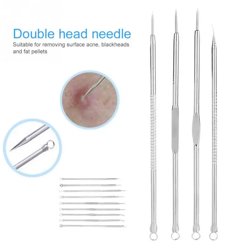 9 шт./компл. черноголовых удаления Нержавеющая сталь игла для чистки лица Уход за