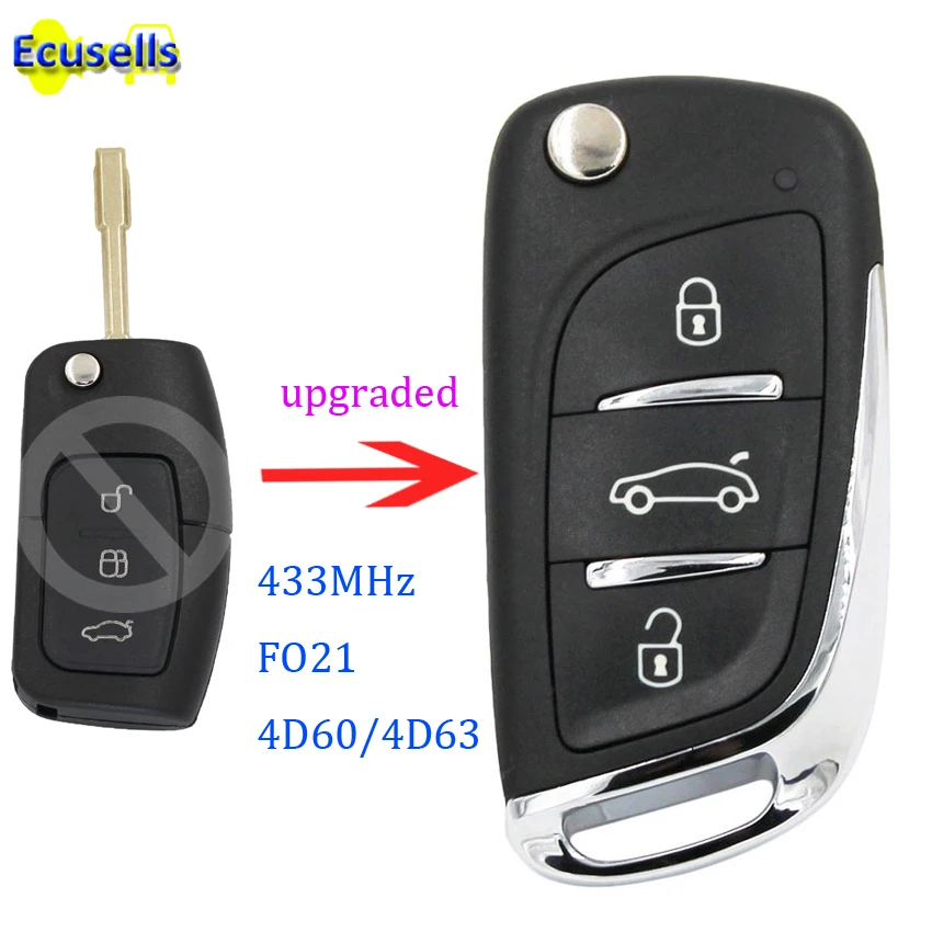 Обновленный DS стиль флип 3 кнопки дистанционного ключа Fob для Ford Mondeo Focus C max Fiesta Galaxy