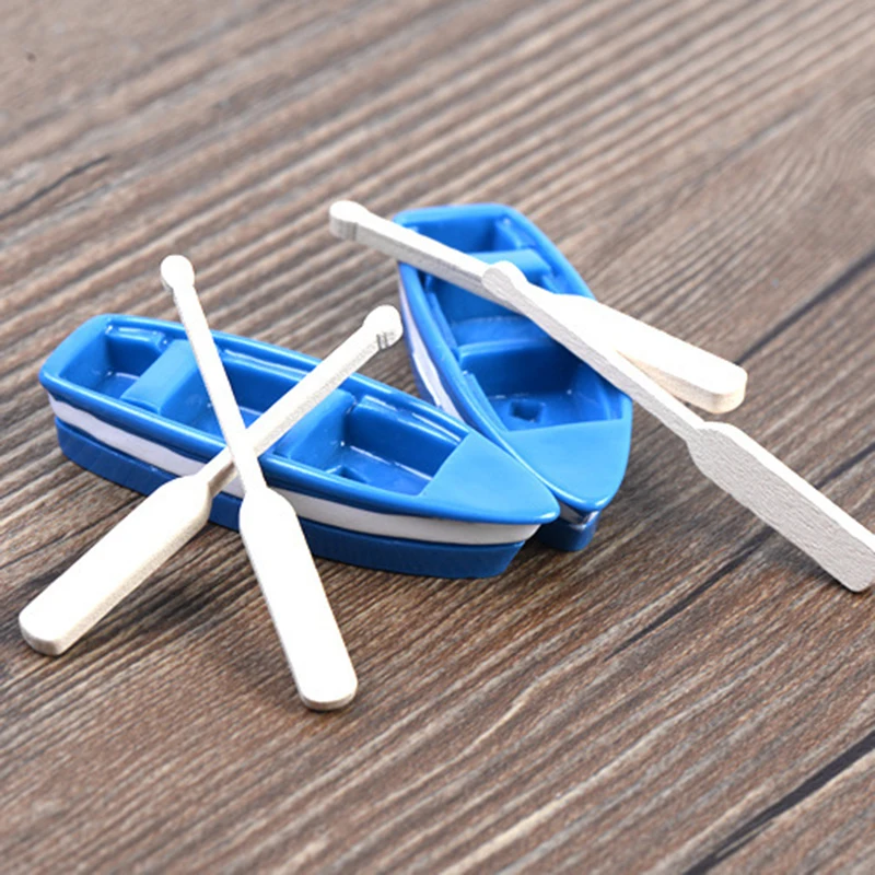 10sets Cute Craft Boats with Paddle Home Decor Figurines Toys Eco bottle/Miniatures Micro Garden Beach DIY Accessories Ornaments | Дом и сад