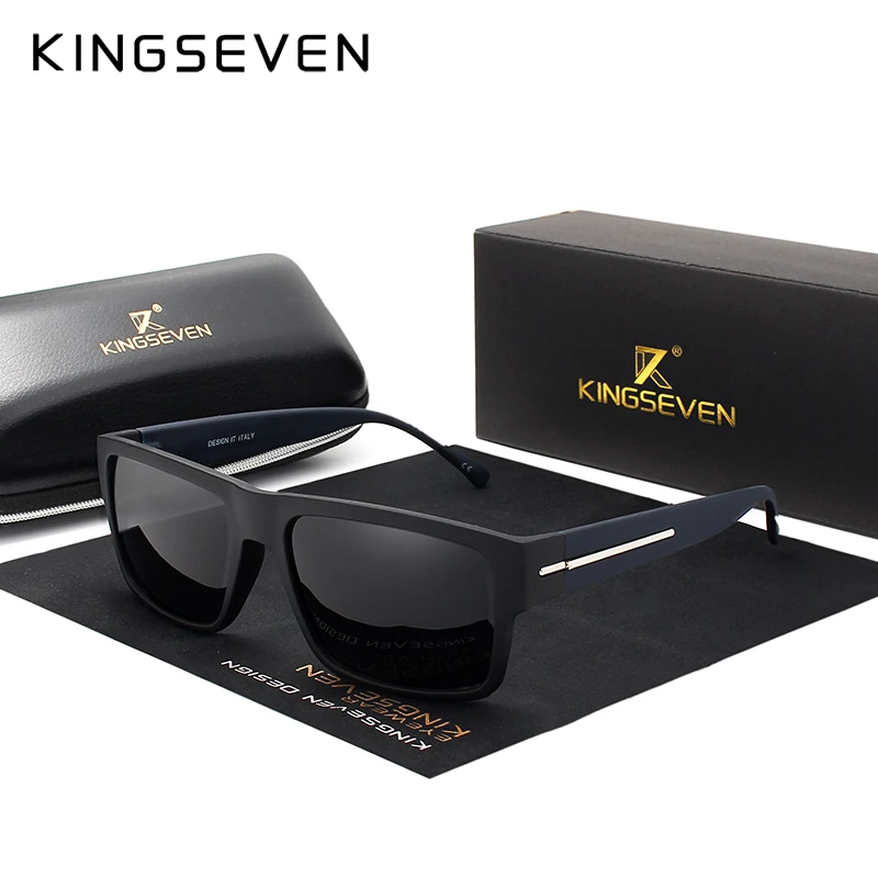 Мужские солнцезащ. Очки в чёрной оправе KINGSEVEN черные солнцезащитные очки с
