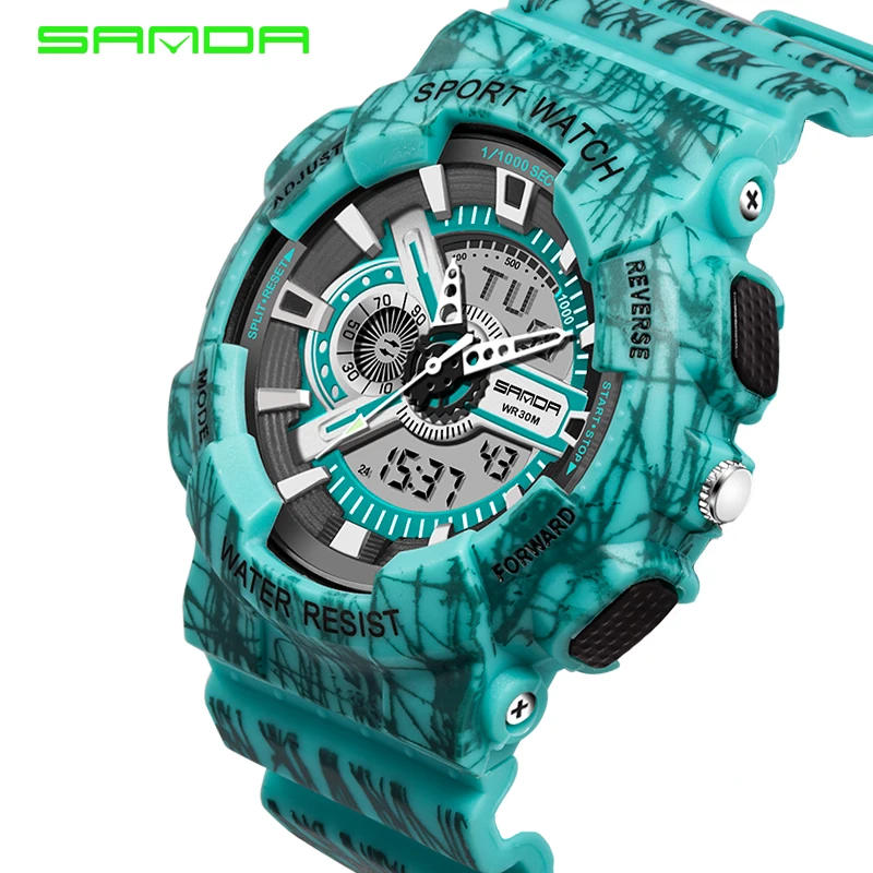 Мужские и женские спортивные часы SANDA S Shock G Style цветные уличные цифровые