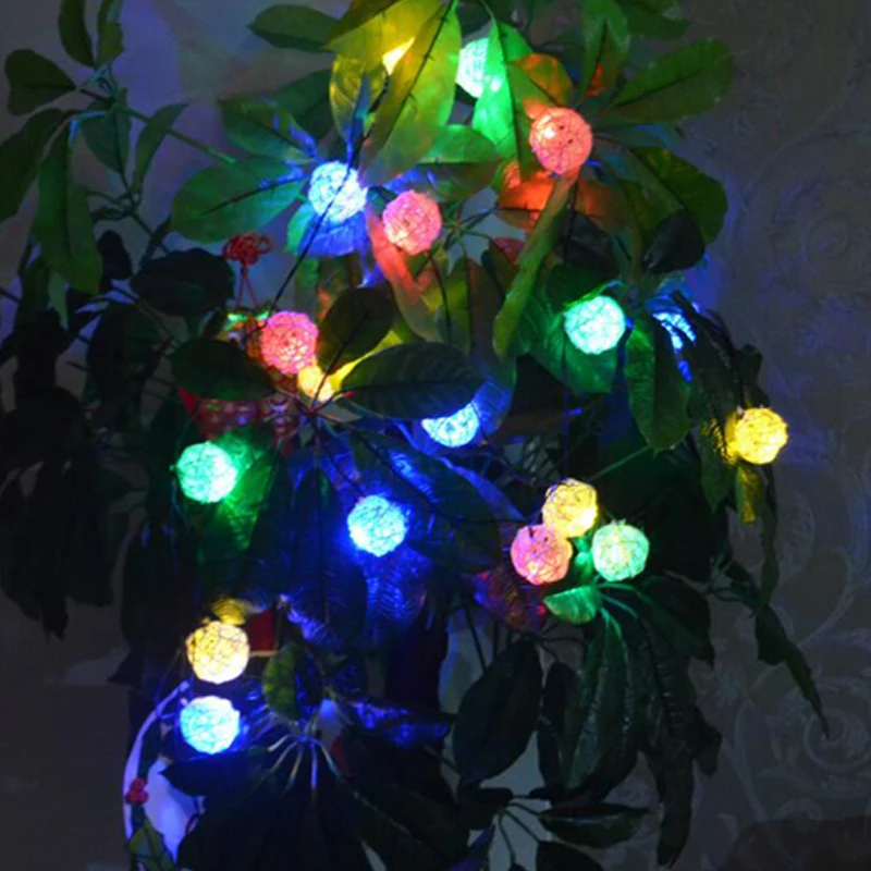 Солнечная энергия 5 м/20 LED теплый свет/RGB тростниковый шар гирлянда свет Открытый