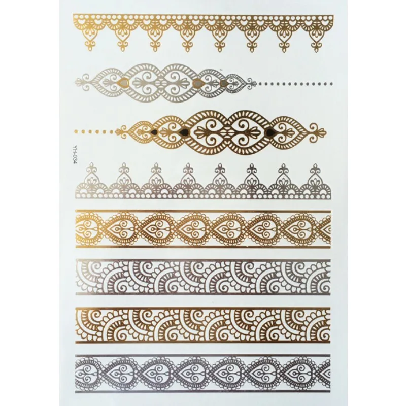 25 Styles Metallic Tattoos Waterproof Temporary Sticker Fake Flash Tattoo Designs Body Art For Girl Women Men NO.1-25 | Красота и