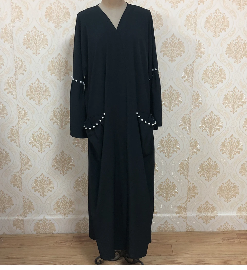 Abaya и мусульманские женщины с длинными расклешенными рукавами исламское платье кафтан турецкие Бангладеш Платья Восточный халат из марокена