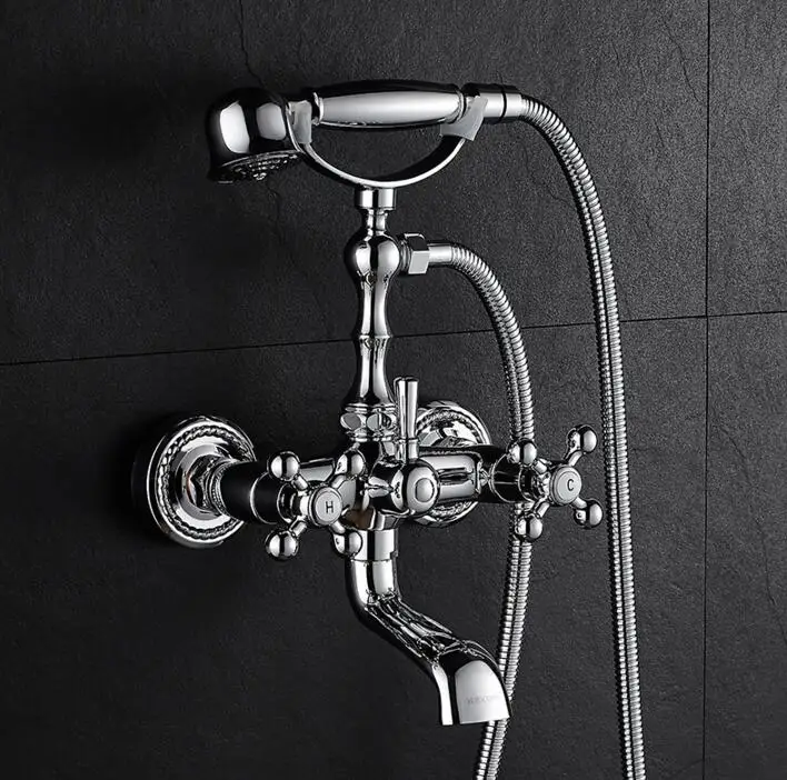 Хромированный смеситель для душа ванной комнаты набор с хрустальной ручкой и