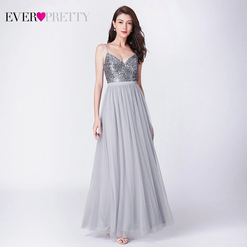 EP07392SV Длинные атласные платья Ever Pretty, красное вечернее платье с V-образным вырезом, пайетками, открытой спиной, для выпускного, EP07859, весна-лето - Цвет: EP07392SV