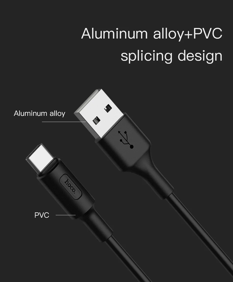 HOCO кабели для мобильных телефонов usb type C кабель 2A USB-C кабель передачи данных для быстрой зарядки для samsung S9 S8 Xiaomi Mi 8 huawei P20 lite