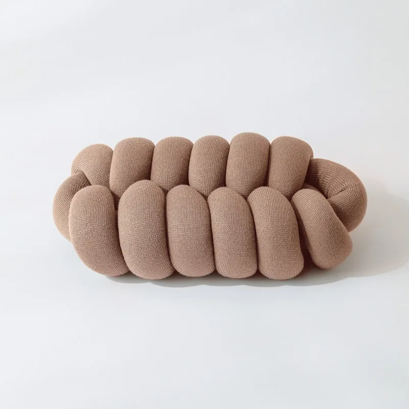 Коричневые декоративные подушки 42x27x15 см Шариковые с узлом подушка для кровати