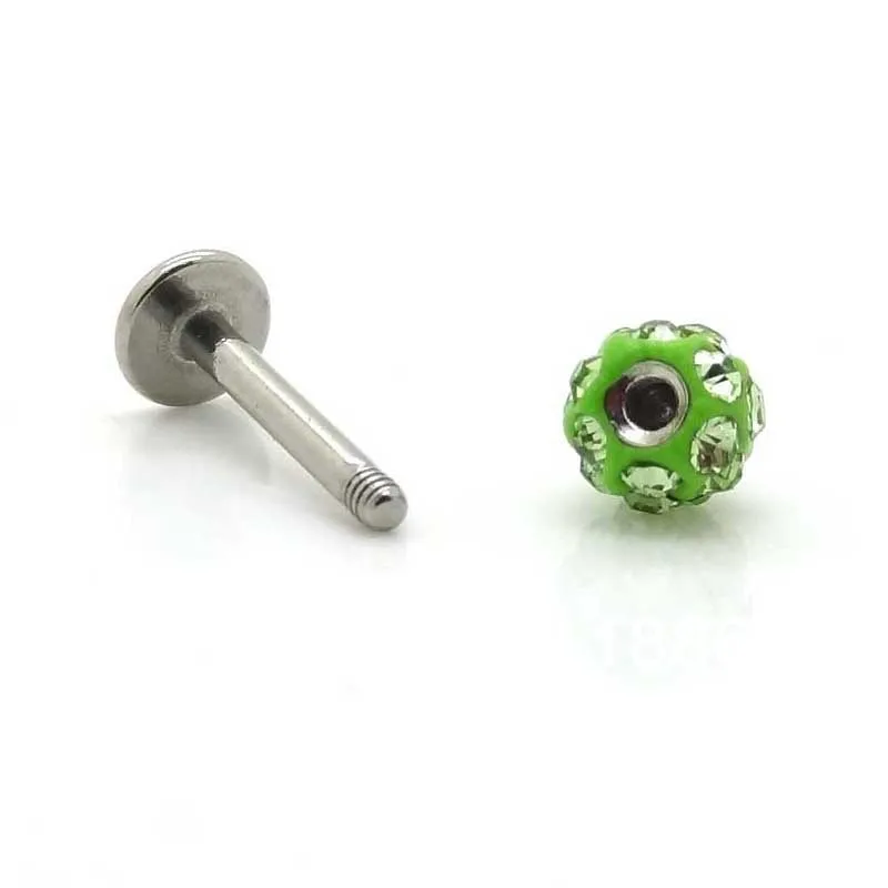16G Labret Lip Ring Stainless Steel Tragus Earrings Green Macrame Disco Ball Helix Bar Stud Body Piercing Jewelry Lobe Rings | Украшения и
