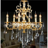 golden european style classic crystal chandelier light golden alloy crystal lighting with 6 arms d700mm led ac 100 guaranteed