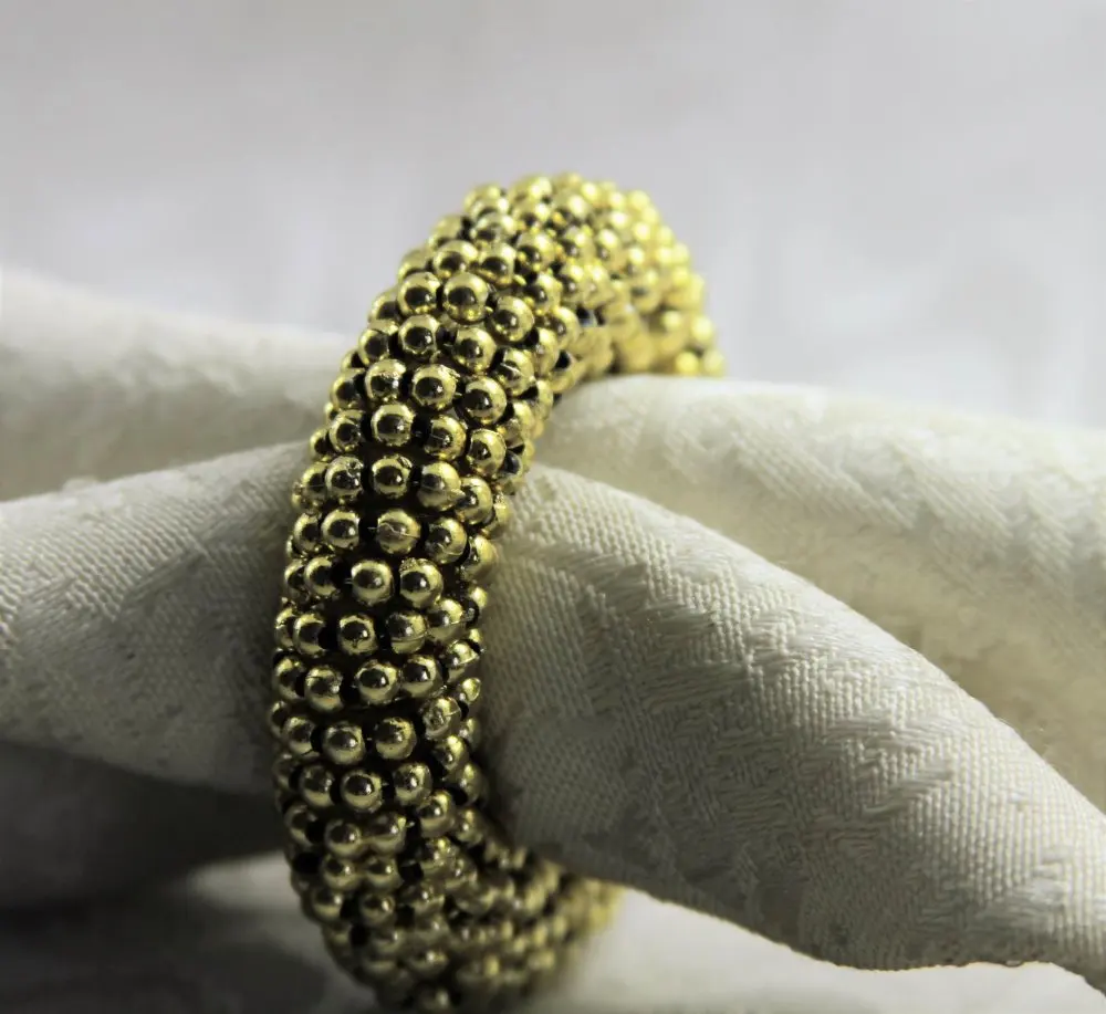 Qn17042701gold Серебряная жемчужная салфетка с цветами кольца из бисера Свадебные