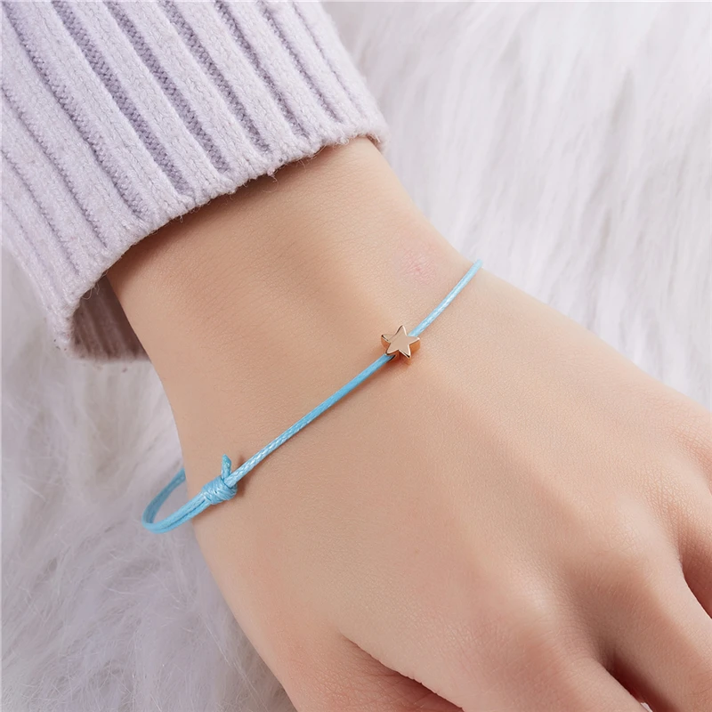 Adjustable Golden Star Red String Braiding Couple Bracelets For Men Women Wish Jewelry Family Friendship Gift | Украшения и