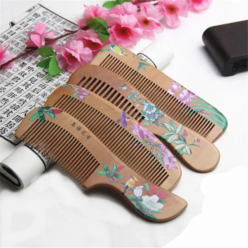 1PC Peach Wood Hairbrush Ventilation Comb For Salon Family Use Hairdressing Beauty anti-static Massage Scalp Comb
