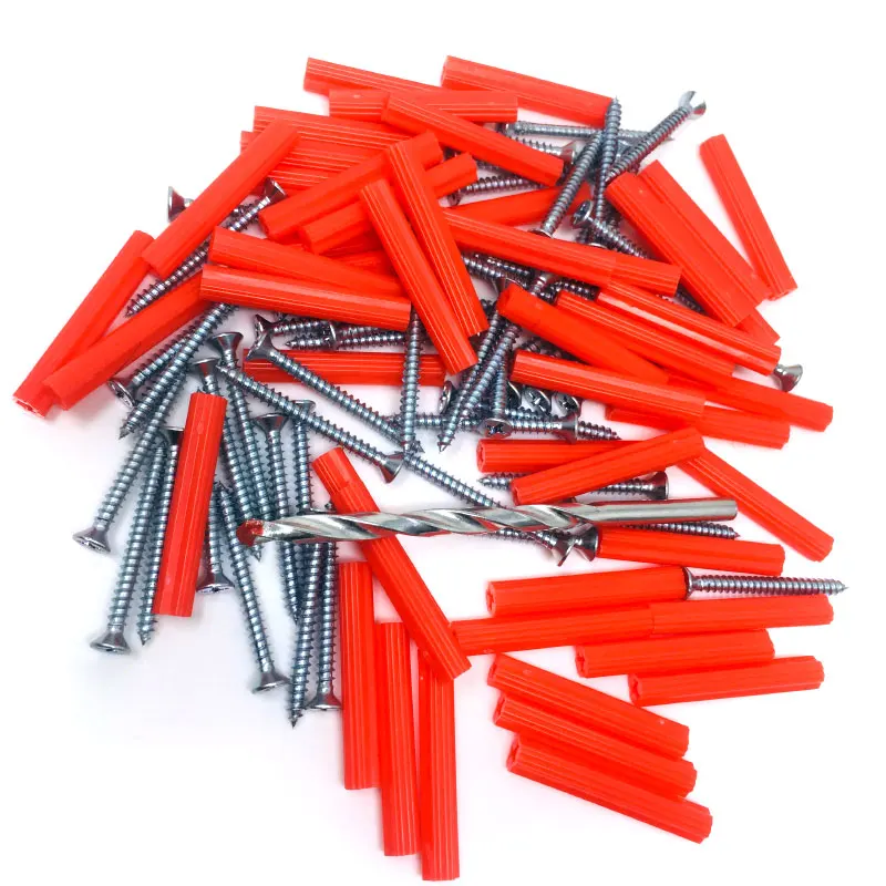 T.K.EXCELLENT Plastic Anchor Expansion Tube Orange Nylon Plug E6 50Pcs And CSK Self-tapping Screw With 1 Drill Bit | Обустройство