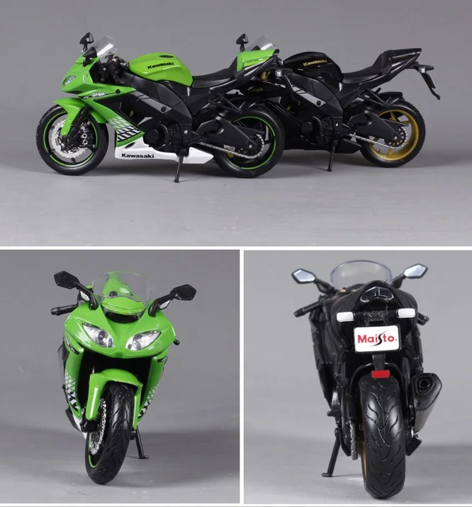 Maisto 1/12 Kawasaki Ninja ZX-10R литая модель мотоцикла черный и золотой зеленый цвет детский