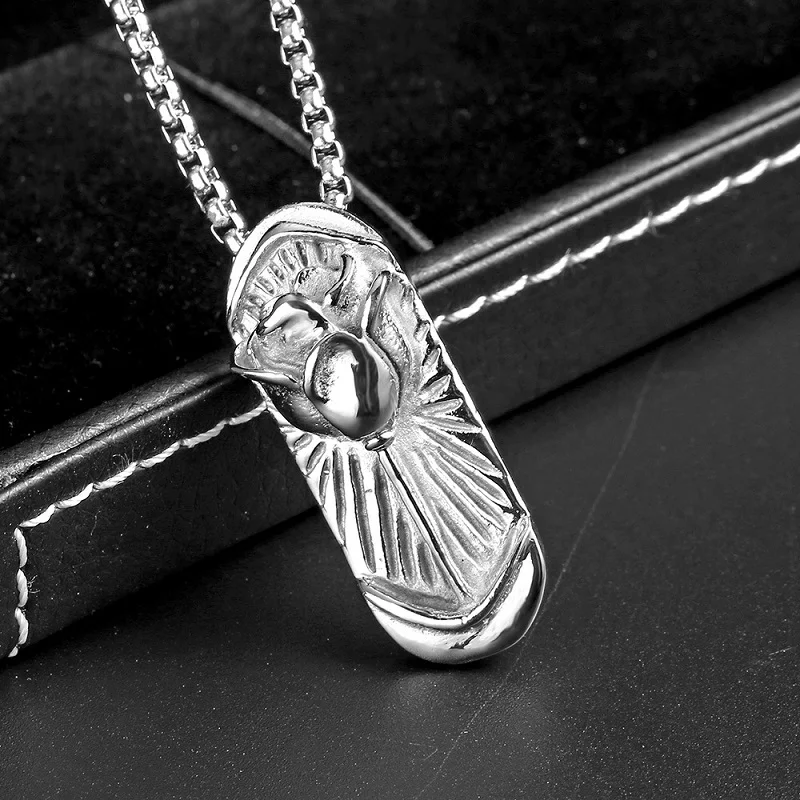 New Fashion Man Jewelry Rose Flower Pattern Pendant Necklace Silver Color Stainless Steel Chain Men Punk Simple For | Украшения и