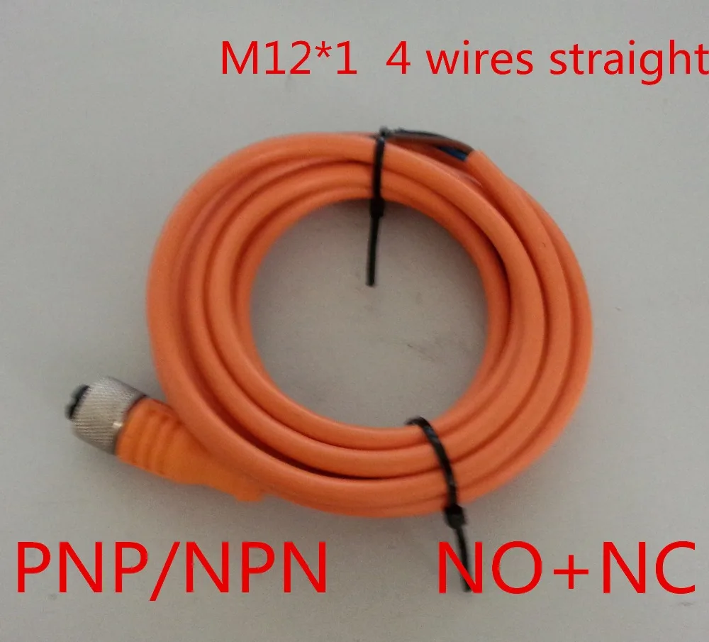 Бесплатная доставка, 5 м M12 * 1 4 провода, 4 контакта NPN/PNP, NO + NC прямой разъем датчика гнездовой 5-метровый кабель