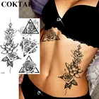 Татуировка COKTAK, водостойкая цепочка с цветком лотоса, временные треугольные тату-наклейки в виде розы для женский боди-арт с хной