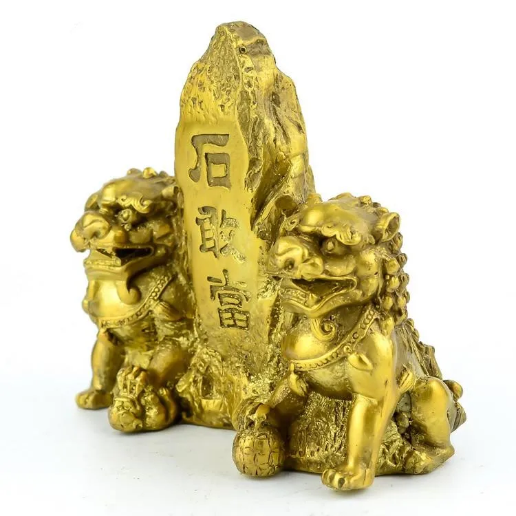 

The copper lion Taishan Shuangshi shigandang copper bronze lions defends the lucky draw