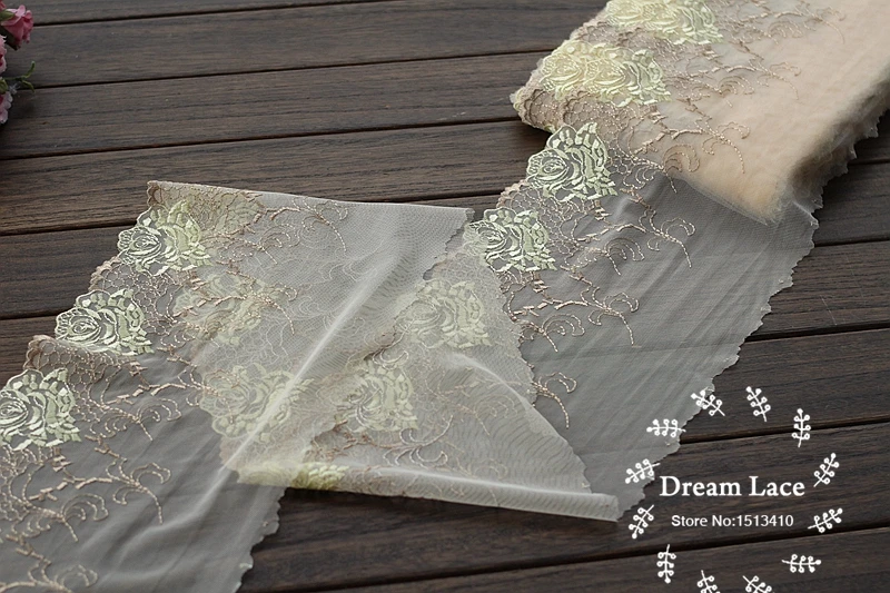 2yards/lot 19cm wide Embroidered Tulle Lace trim mesh French Fabric~Lace Ribbon~beautiful~ | Дом и сад