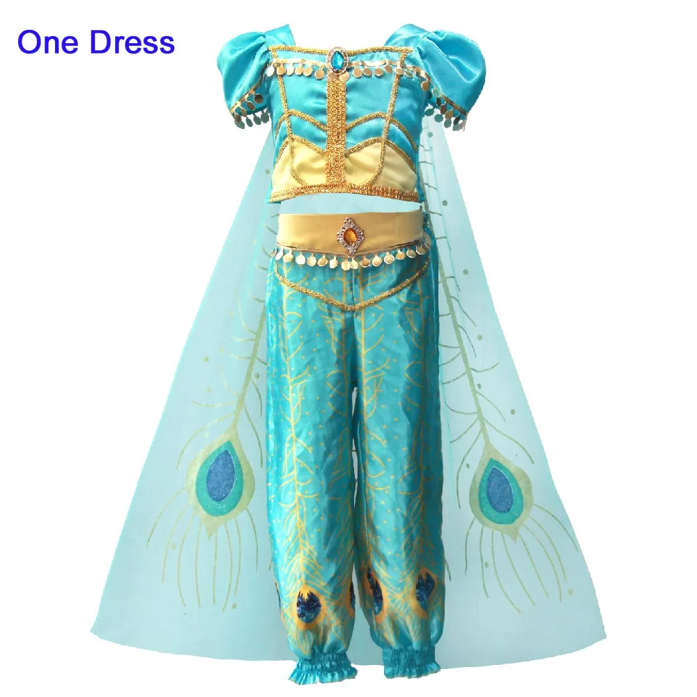 1PCS Dress Костюм на Хэллоуин для девочек; платье принцессы костюм Жасмин из Сторибрука по Лампа Алладина Косплэй костюм наряд книга недели День защиты детей живота нарядное платье - Цвет: 1PCS Dress