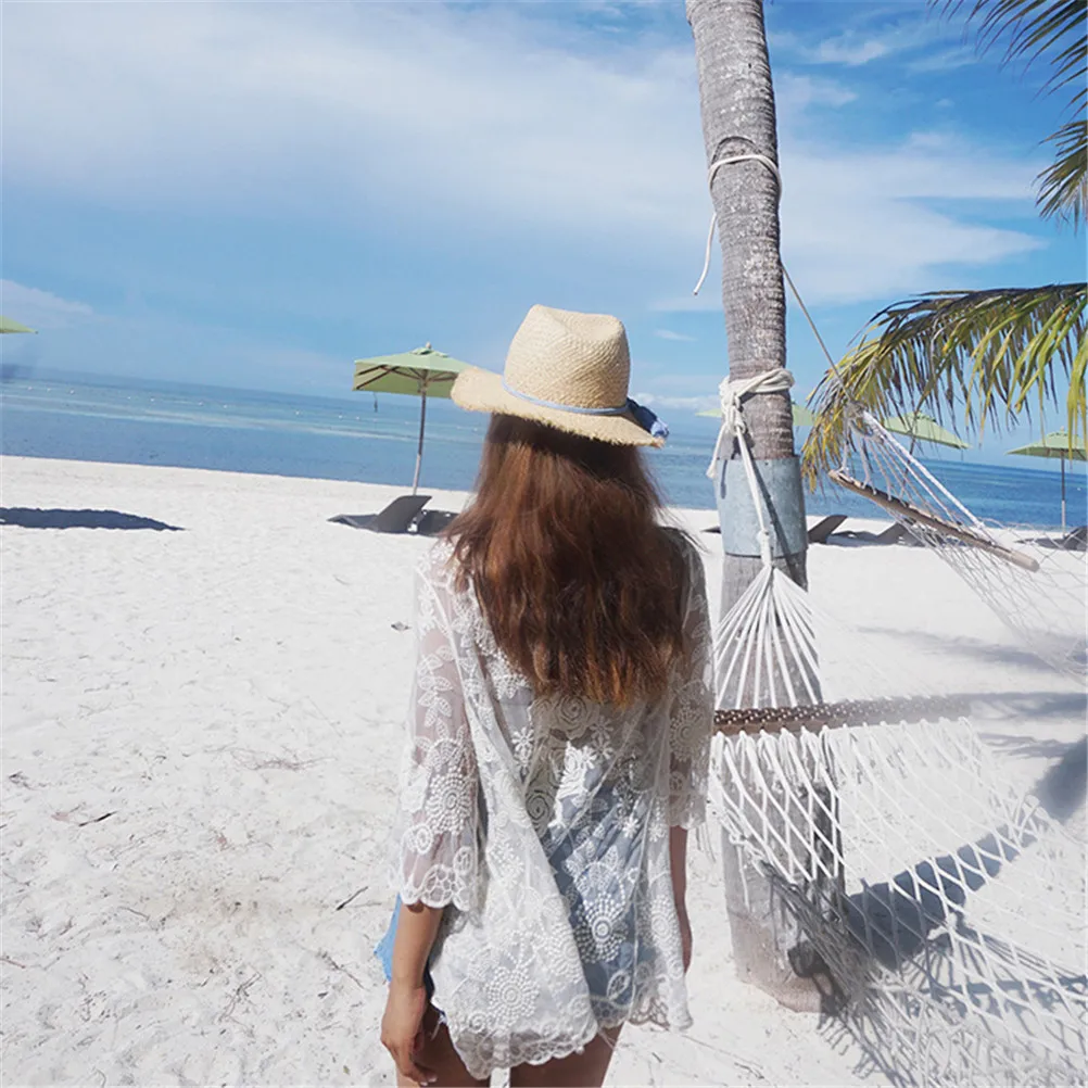 

Summer Kimono Cardigan Beach Cover-Ups Blusas Women Embroidery Tops Blouse Blouses Sexy Lace Big Size Shirt Tops