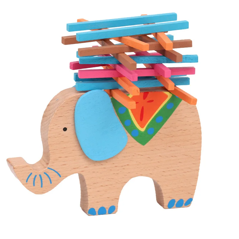 

Children's Wooden Color Stick Game Elephant Camel Balance Woodstack Parent-child Interaction building blocks Toy