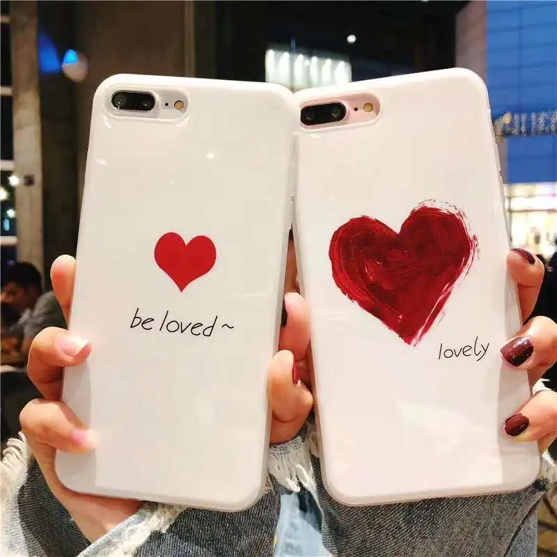 Милые чехлы для телефонов с сердечками влюбленных пар iphone 6 6s 7 8 X XS Plus S Max XR чехол