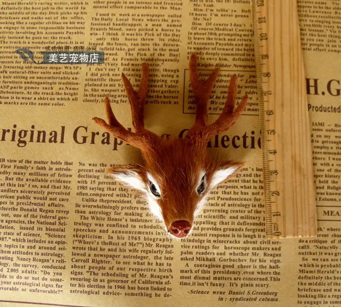 

mini simulation deer head toy lovely small deer head home decoration gift about 10x8x7cm