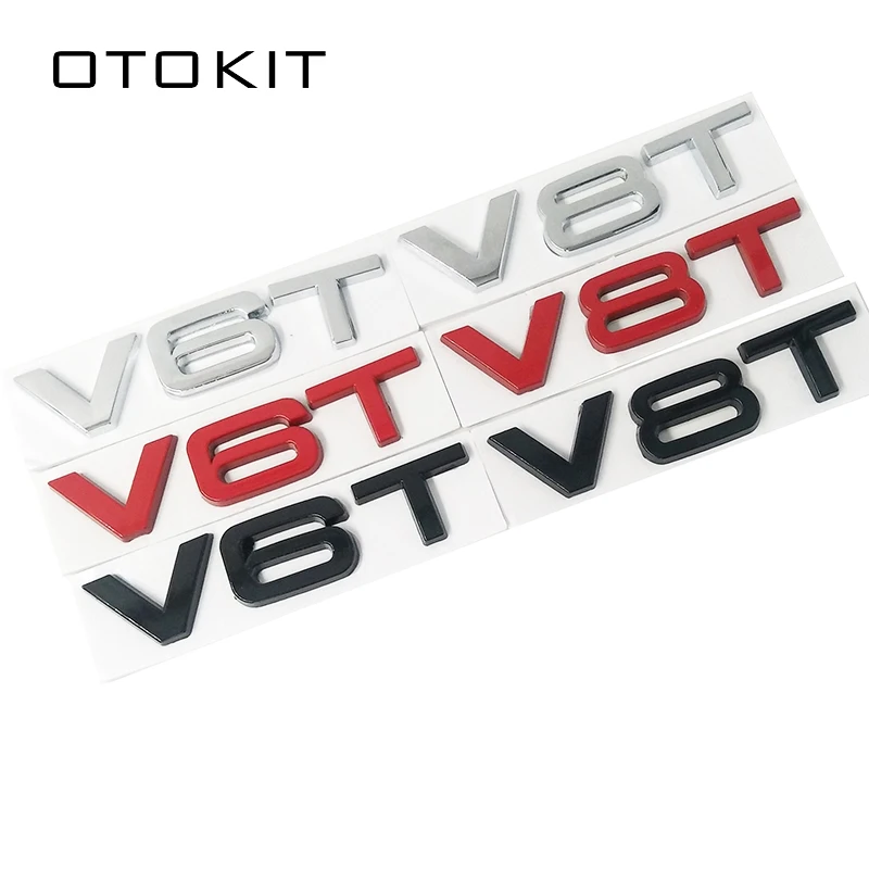 Автомобильный Стайлинг 3D металлический V6T V8T V6 V8 T крыло сбоку средства ухода за кожей эмблема хвостовая часть ствола значок на крыло Стикеры для Audi A4 A3 A5 A6 A1 Q3 Q5 Q7