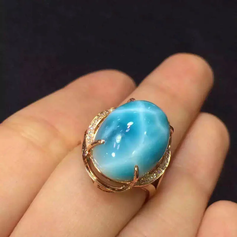 CSJ натуральный Larimar кольца Стерлинговое Золото 10 к с 10ct Larimar Fine Jewelry Свадебные обручальные кольца для женщин дамы девушки подарок