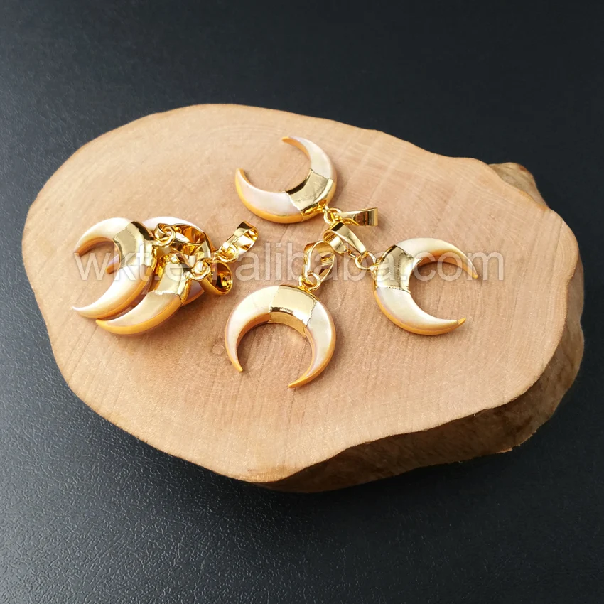 _ Оптовая продажа подвеска в виде натурального желтого маленького полумесяца из