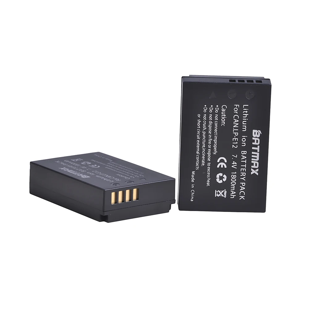 Сменные батареи высокой емкости для Canon Rebel SL1 LP E12 EOS M2 M10 2 упак. M M10|lp e12|eos m10battery lp e12 |