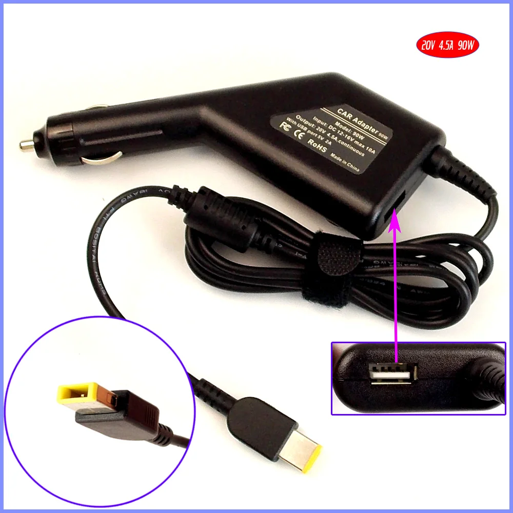 20 в 4.5A автомобильный адаптер для ноутбука DC зарядное устройство + USB Lenovo Thinkpad X1 Carbon
