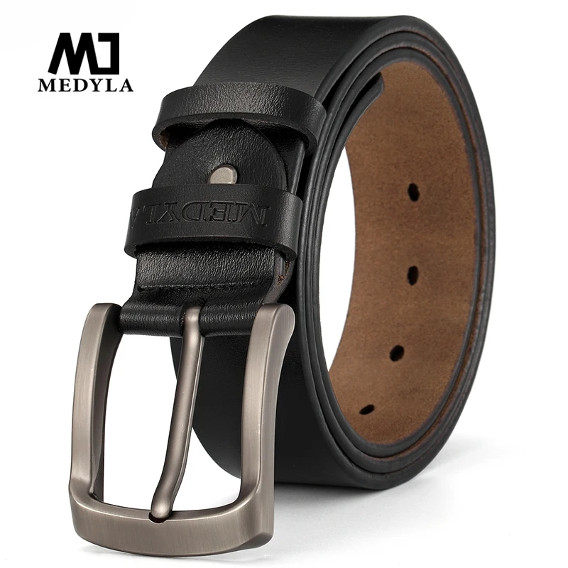 MEDYLA brand men's leather belt high quality natural leather business casual belt for men casual pants suit jeans accessories