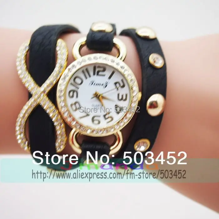 100 шт./лот модные женские часы в стиле бесконечности кварцевые наручные для