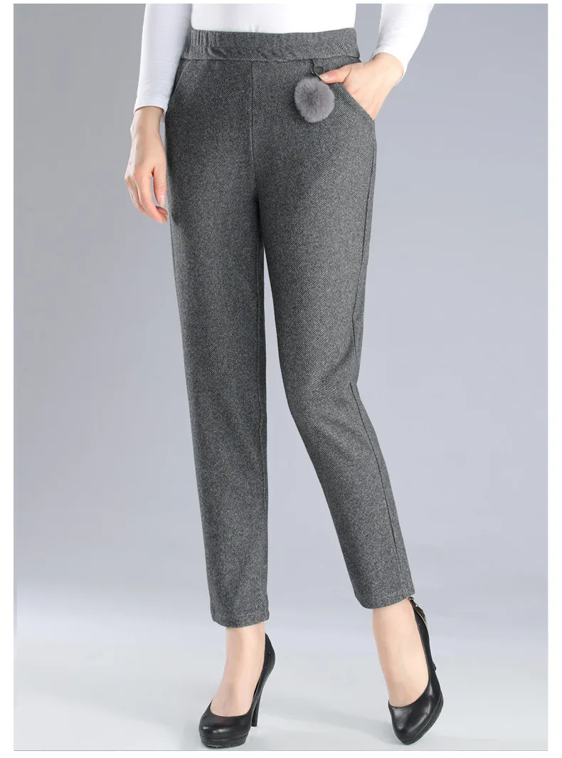 XJXKS pantaloni donna, высококачественные теплые женские штаны-шаровары, удобные модные однотонные повседневные женские брюки с украшением