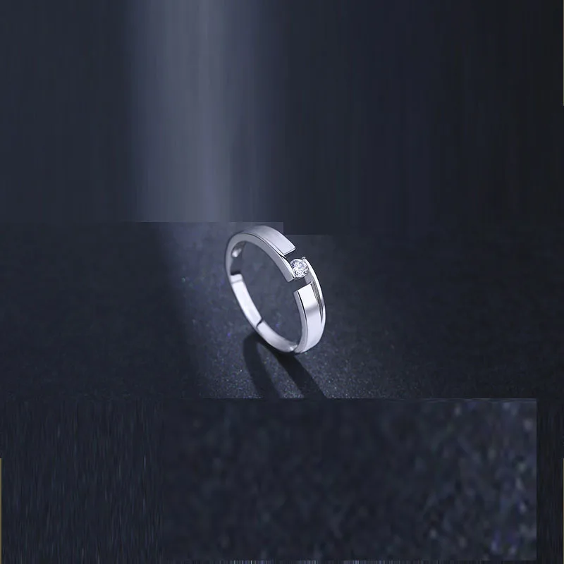 HFXSSSP S925 silver ring new fashion simple and wild inlaid zircon male couple explosion jewelry | Украшения и аксессуары