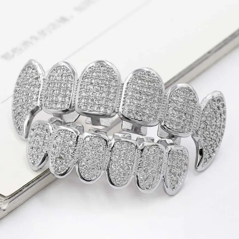 Золотые серебряные роскошные стразы вампир Grillz набор с дополнительными силиконовыми стержнями в комплекте