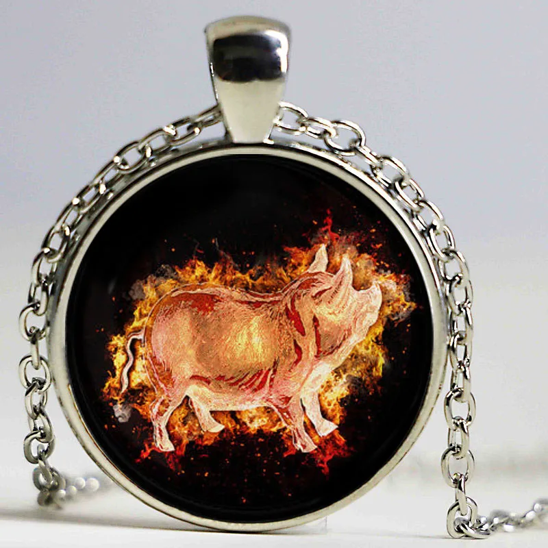 Свинья стеклянные купольные украшения кулон со свиньей животное ожерелье