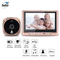 saful 1 3m pixls door peephole viewer wireless color digital video recording no disturb video doorbell door peephole mini camera